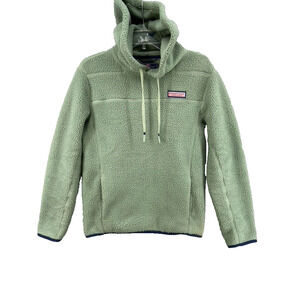 Vineyard Vines Jacket Womens Sz XS Mint Green‎ Fleece Hooded Pullover Pockets